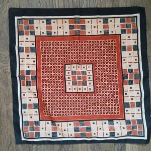 Vintage Geometric Print Square Scarf. Made in Italy